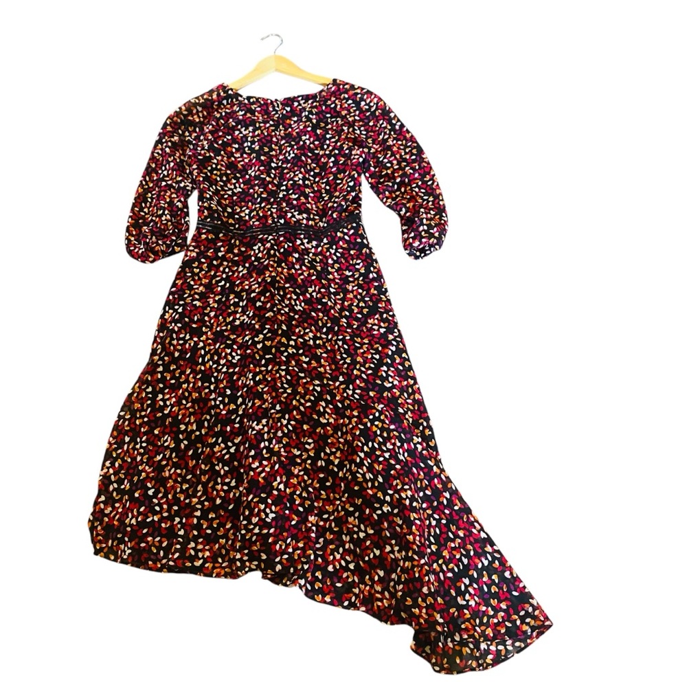 Donna Karan New York Women's Multi-Color Black Asymmetrical Hem Dress Size 2 - Picture 2 of 5